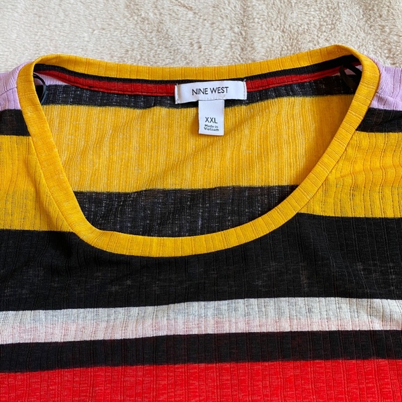 NEW Nine West Multi-Color Stripe Blouse Top XXL - Picture 5 of 10